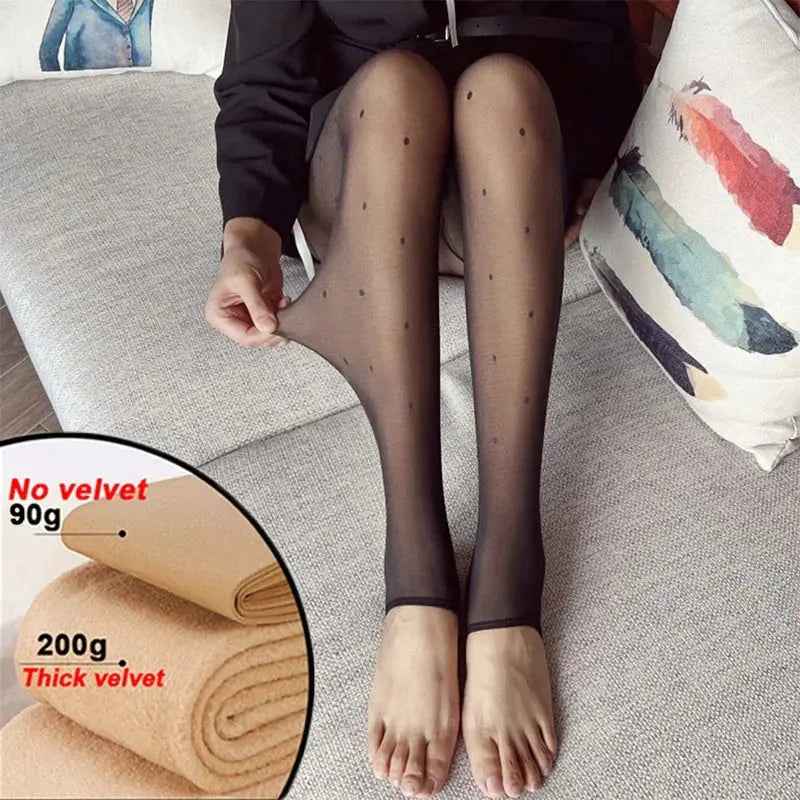 Collant polaire motif Point - Moitié pied / 90 gr