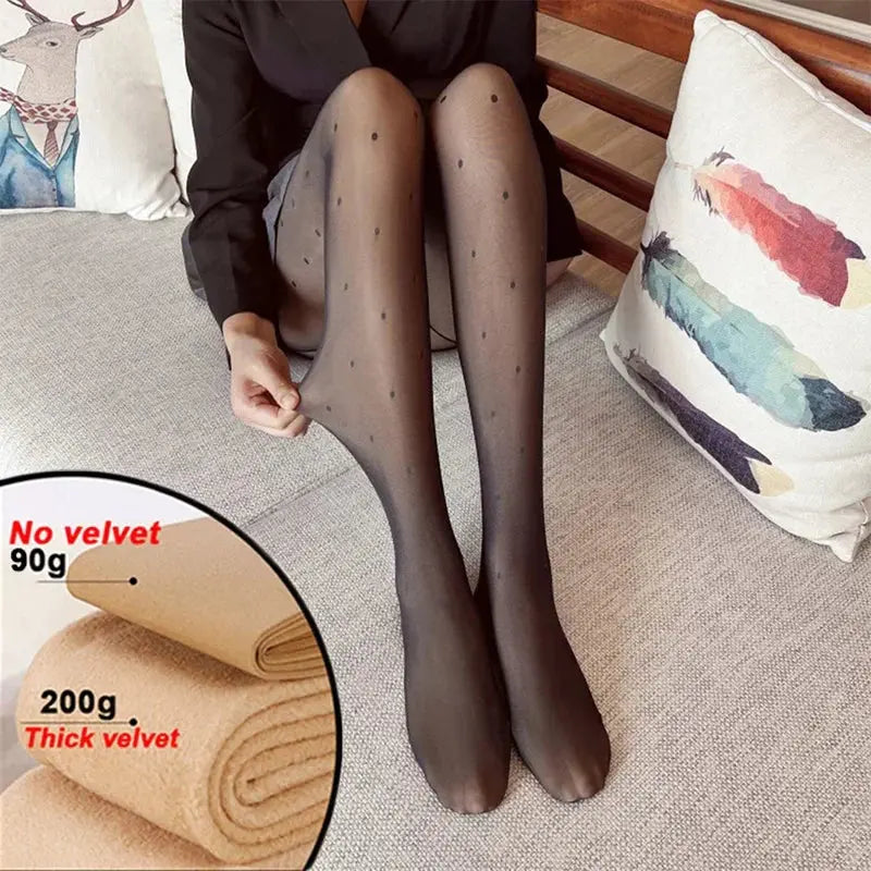 Collant polaire motif Point - Pied entier / 90 gr