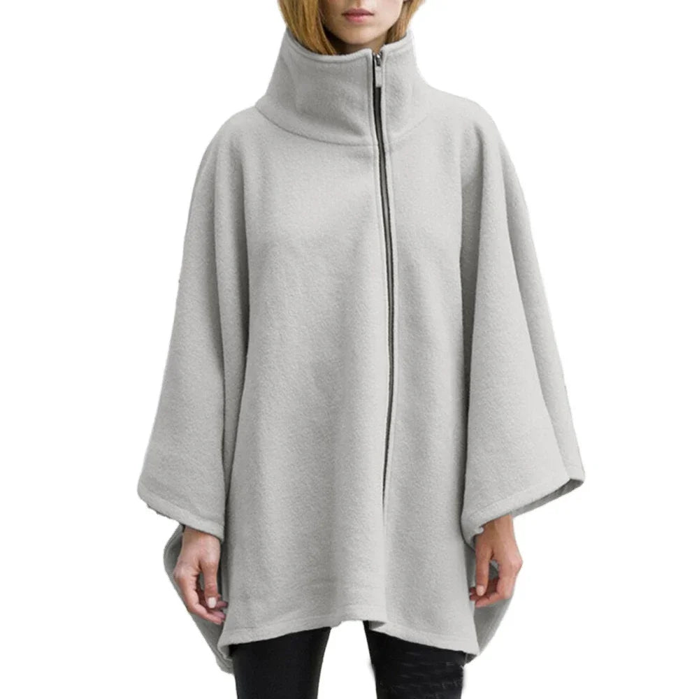 Poncho chaud femme Gris / S