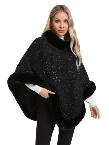 Poncho femme noir chic