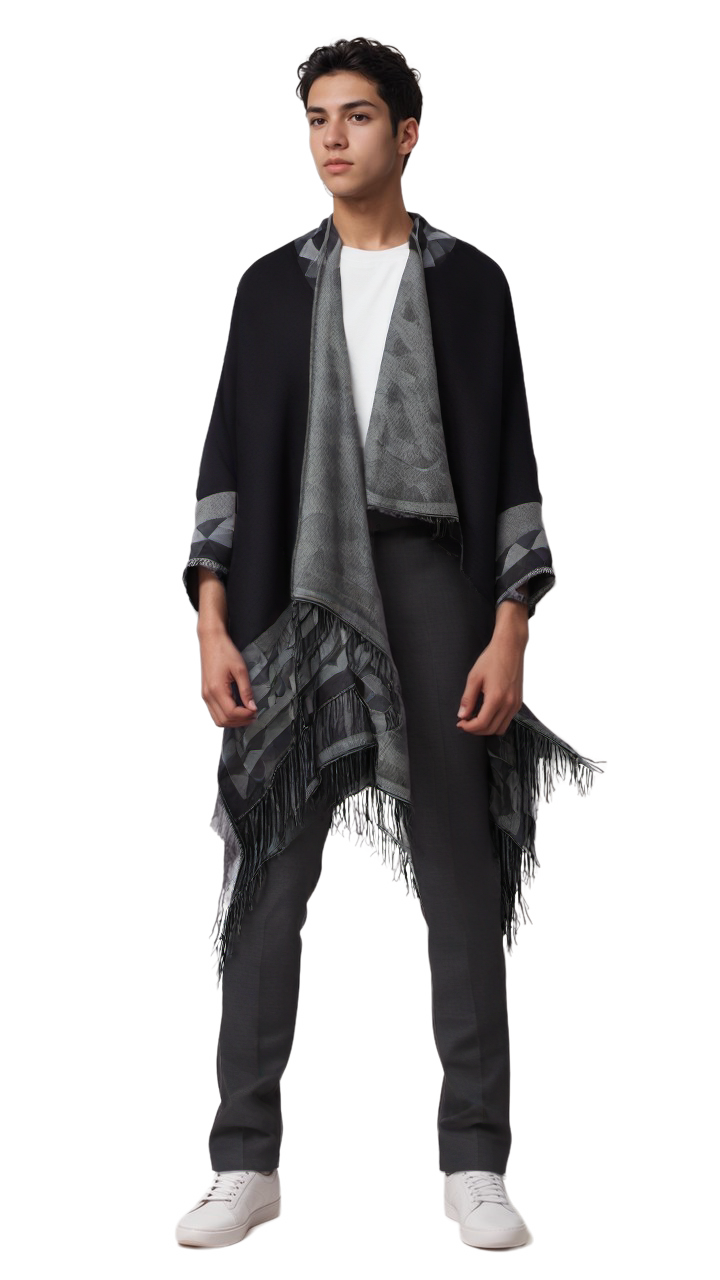 Poncho homme en laine