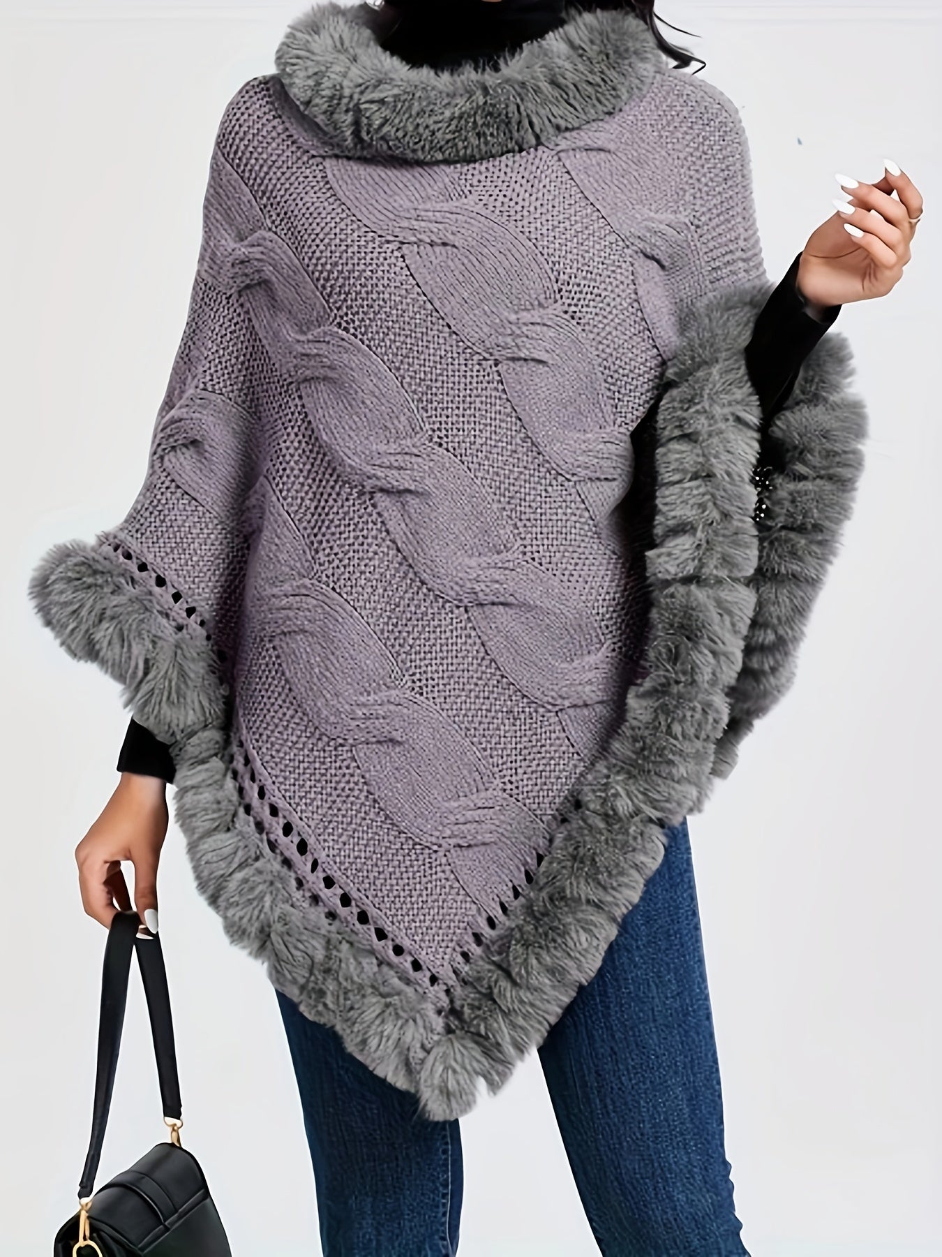 Poncho long polaire femme