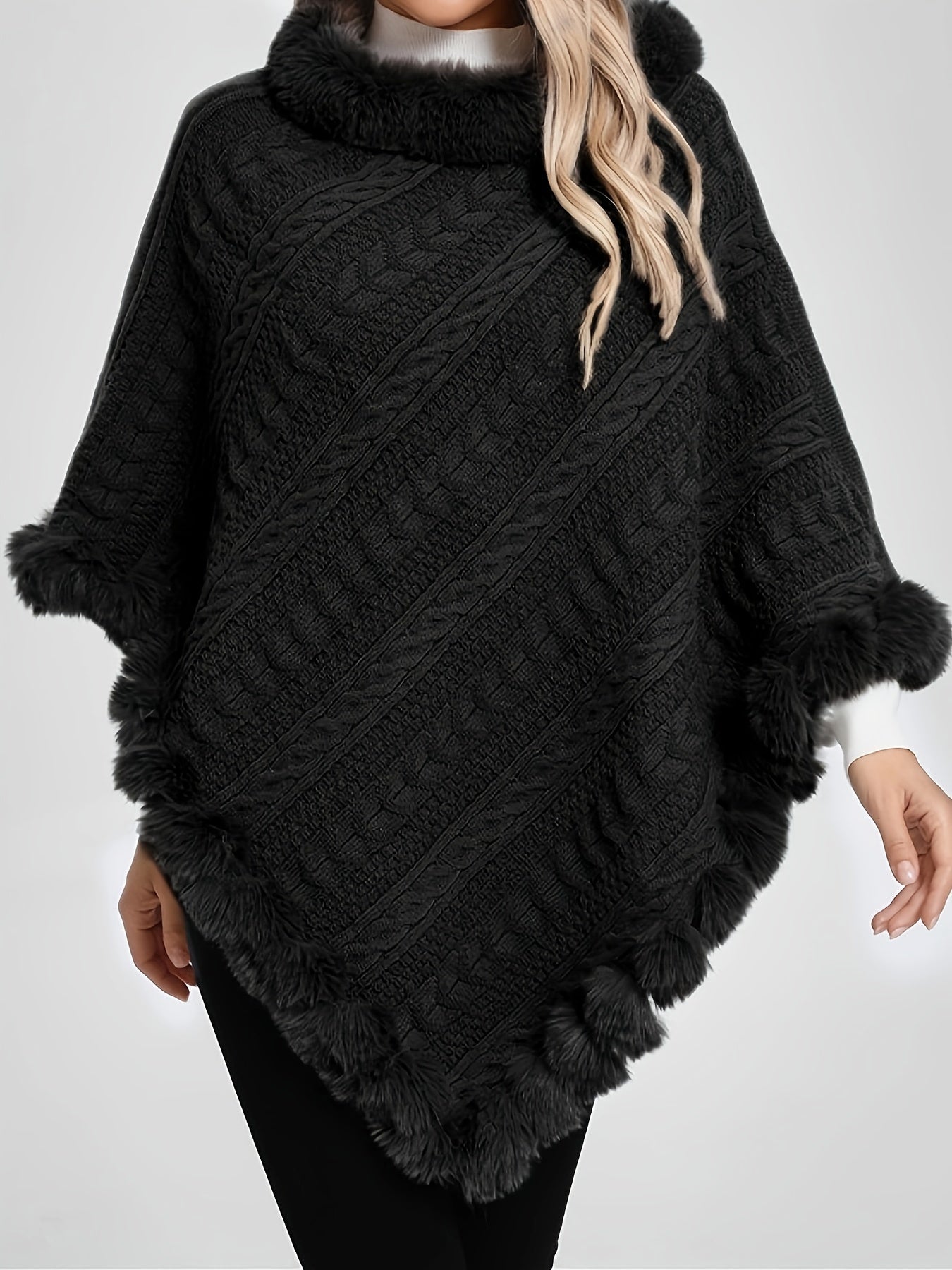 Poncho long polaire femme