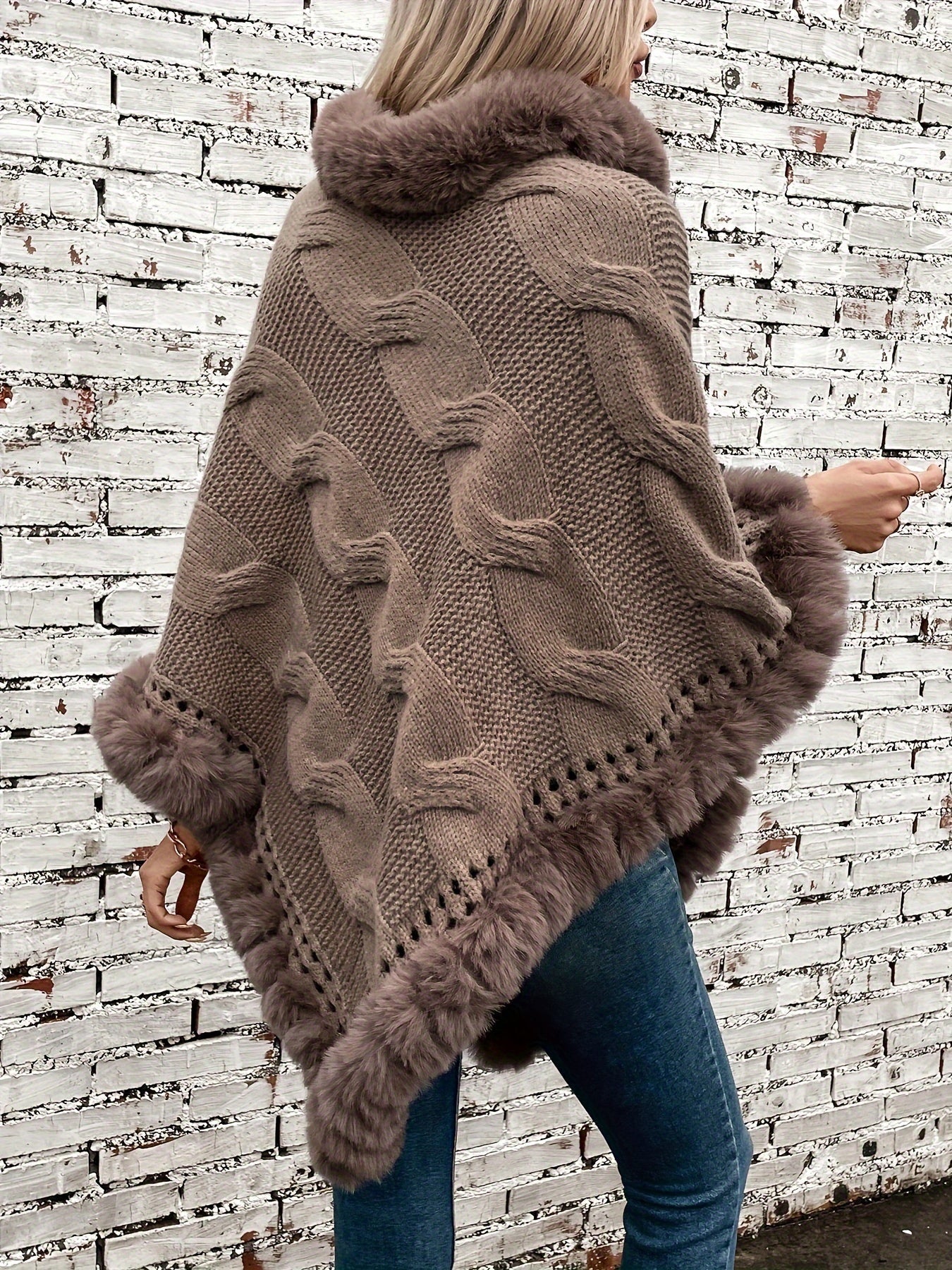 Poncho long polaire femme