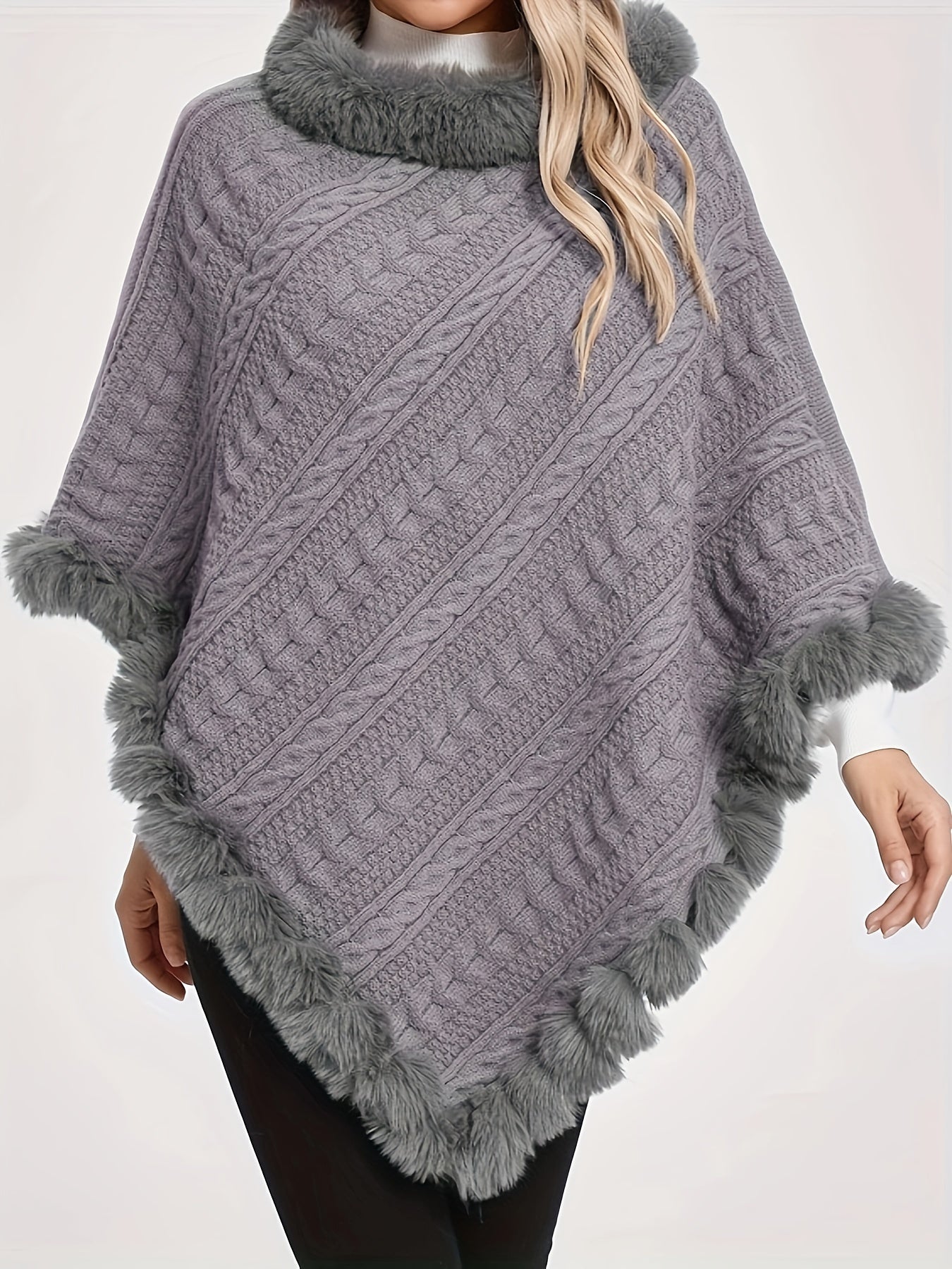 Poncho long polaire femme