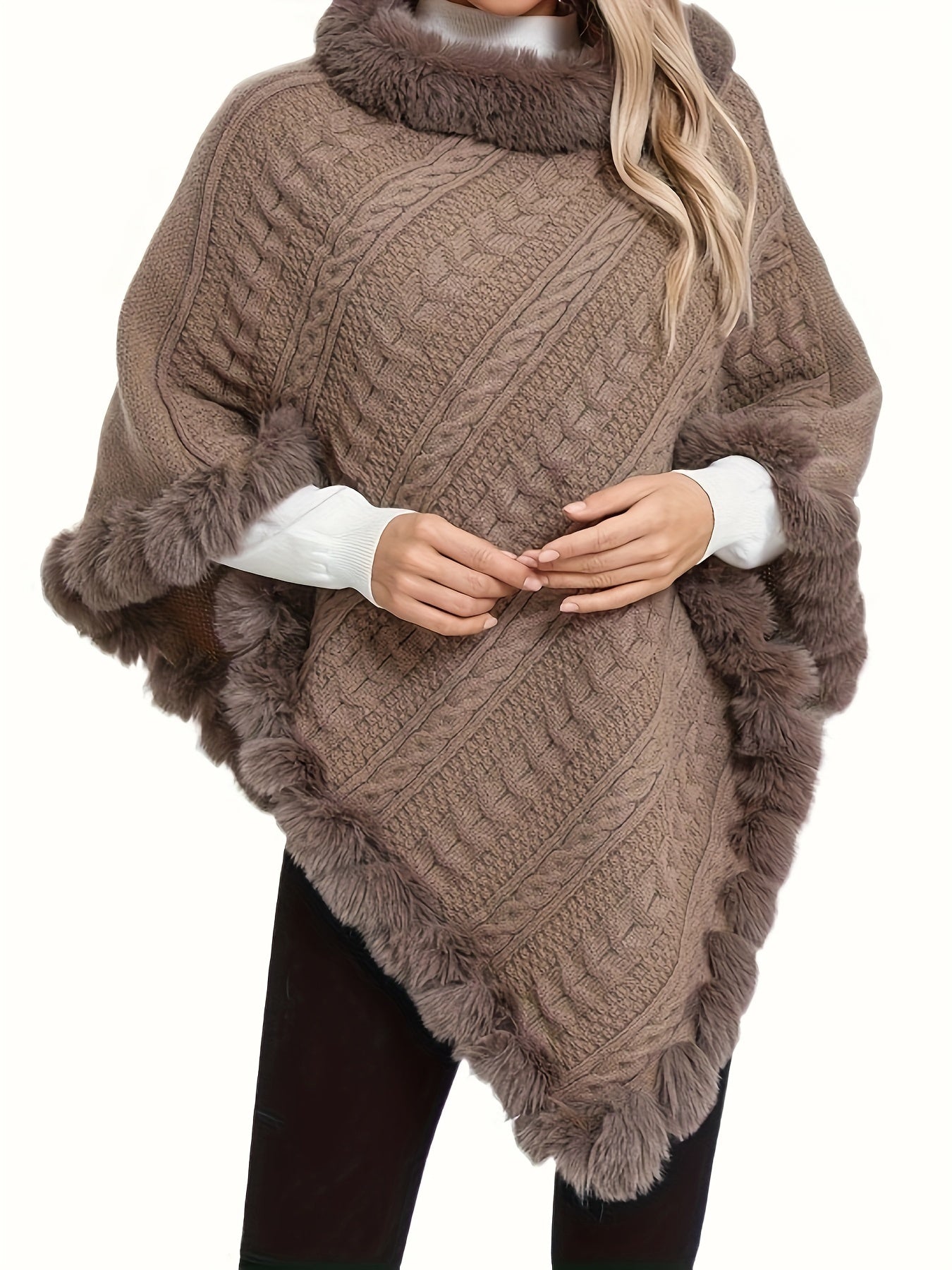 Poncho long polaire femme