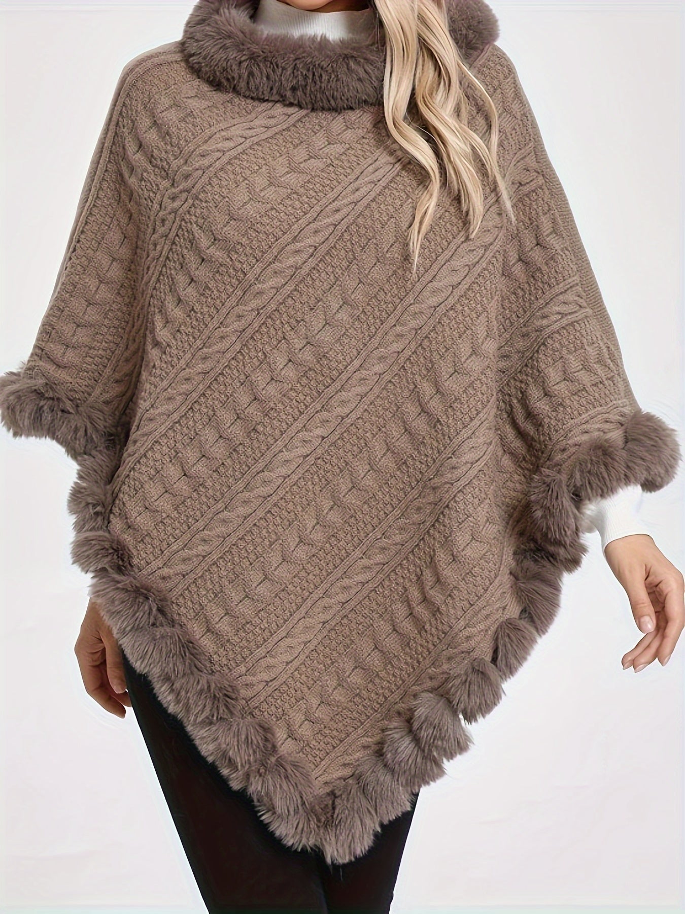 Poncho long polaire femme