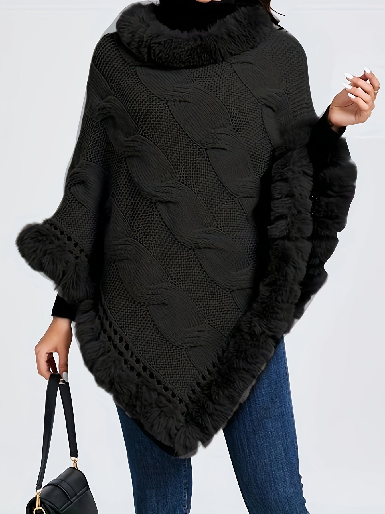Poncho long polaire femme