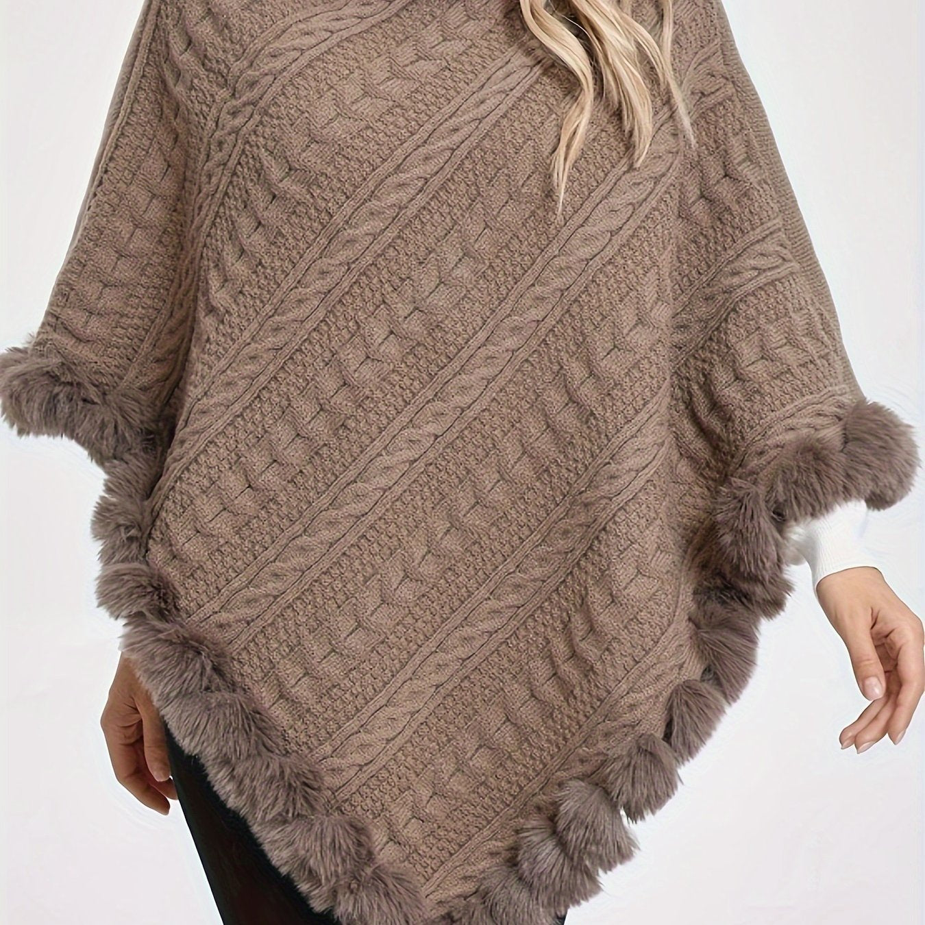 Poncho long polaire femme Camel / Unique
