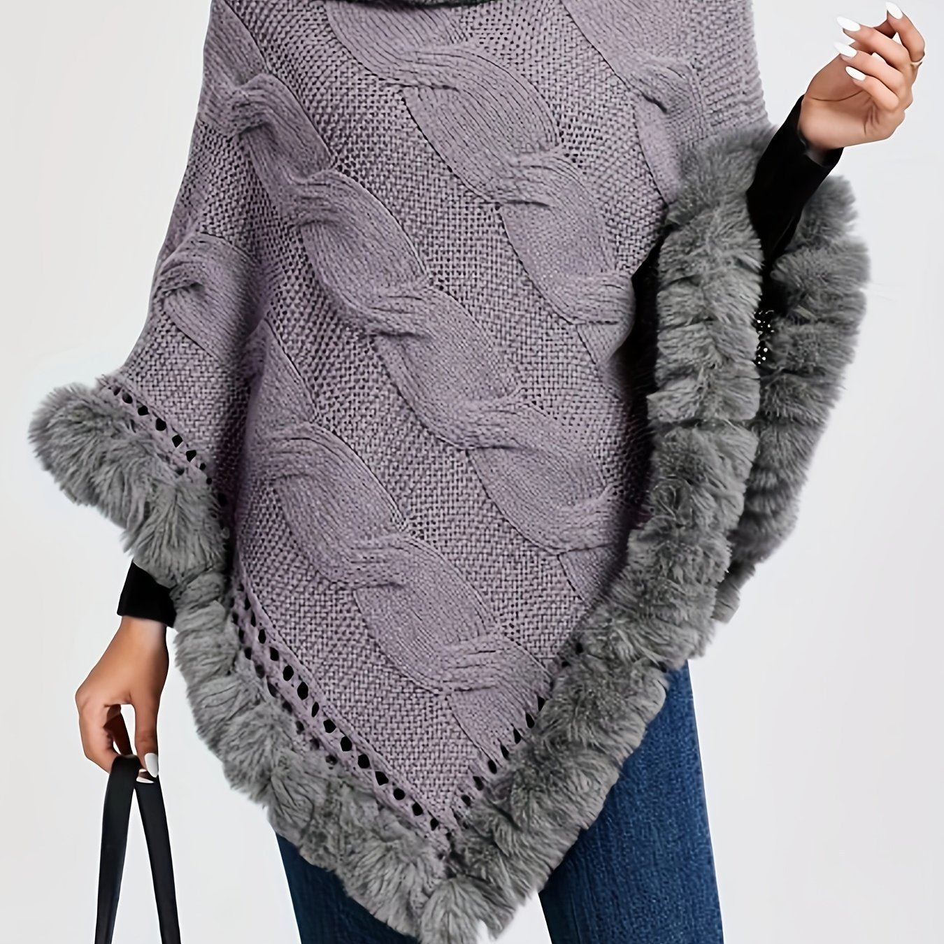 Poncho long polaire femme Gris / Unique