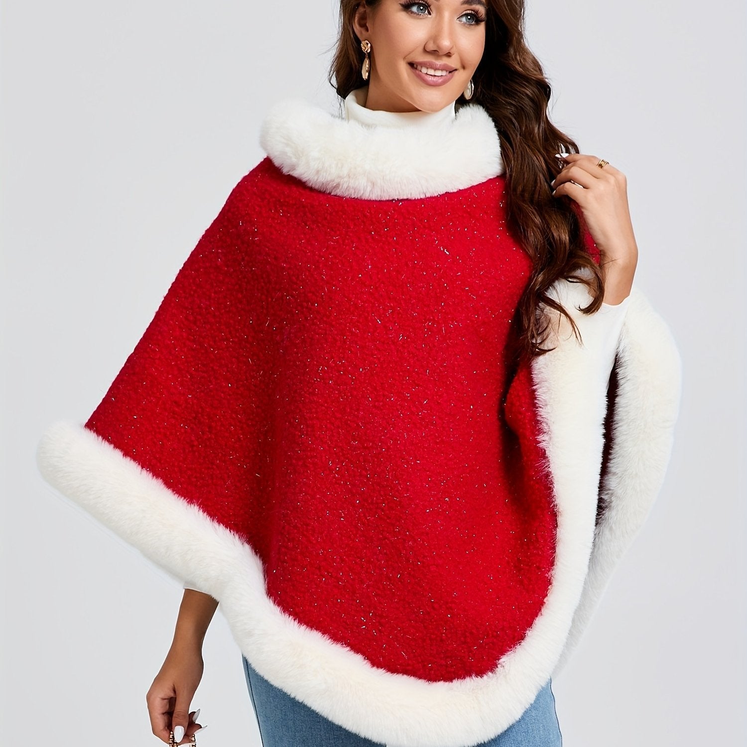 Poncho noël femme