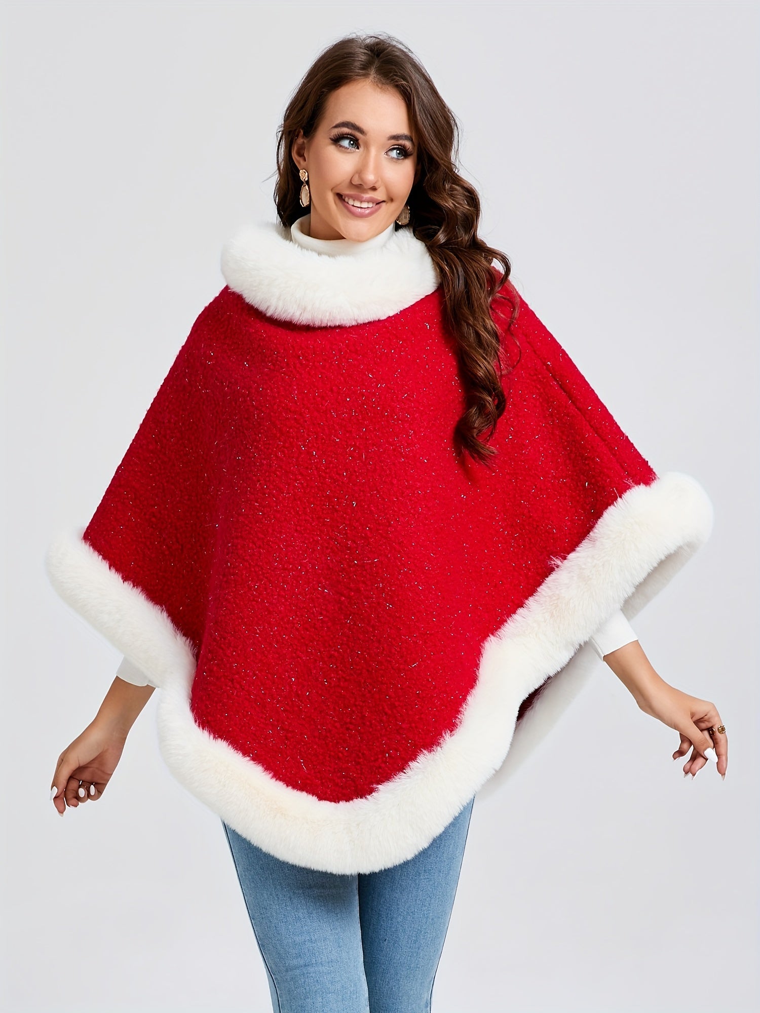 Poncho noël femme