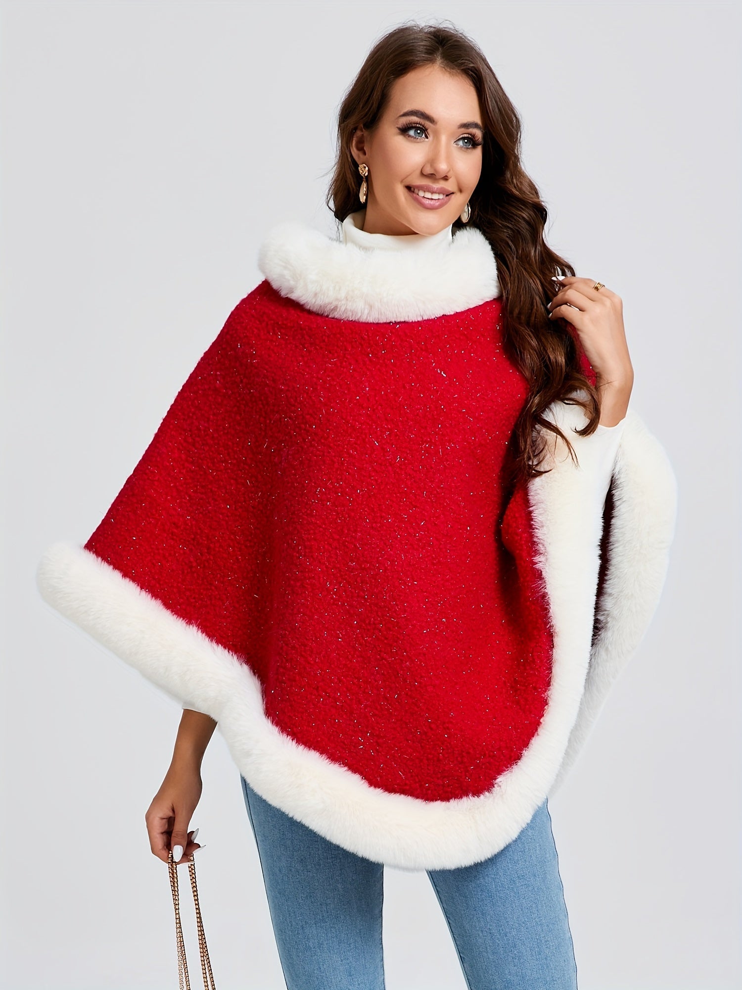 Poncho noël femme