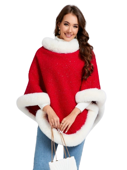 Poncho noël femme
