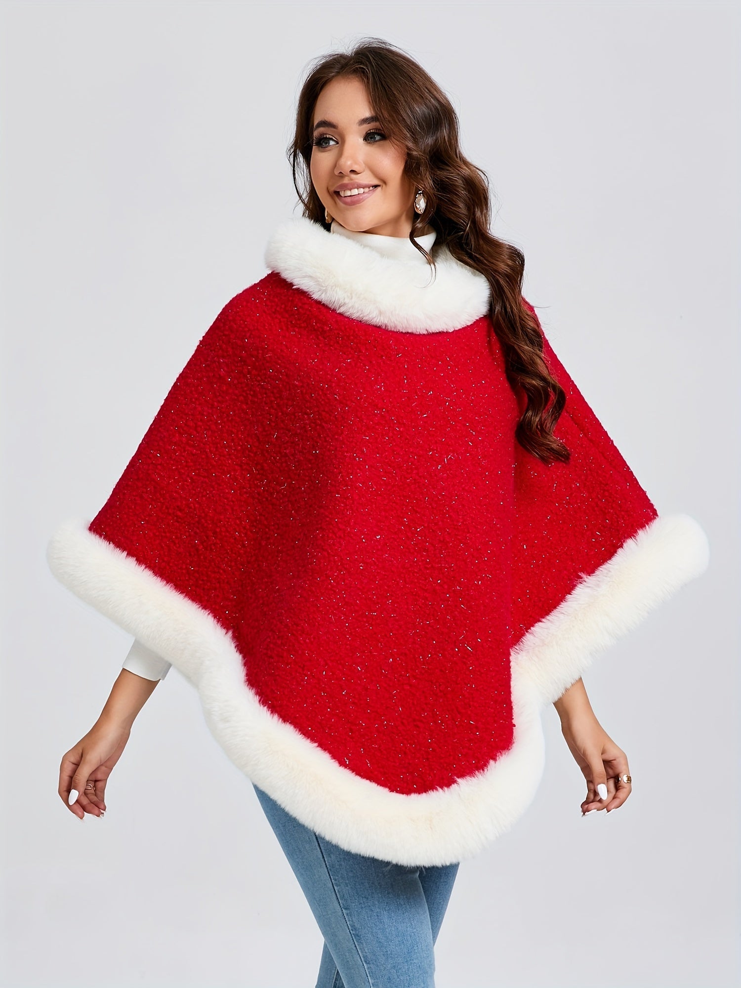 Poncho noël femme