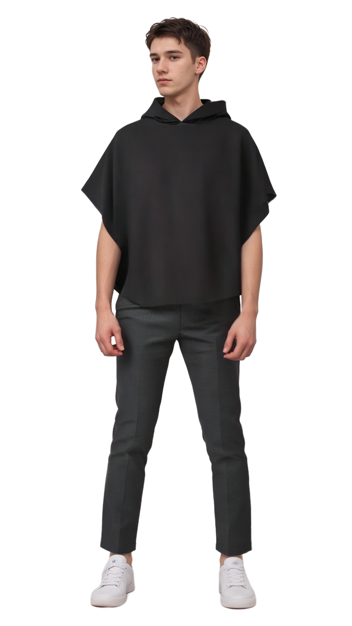Poncho noir homme