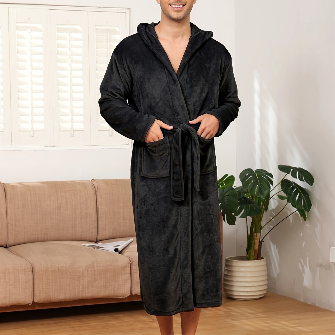 Robe de chambre a capuche homme