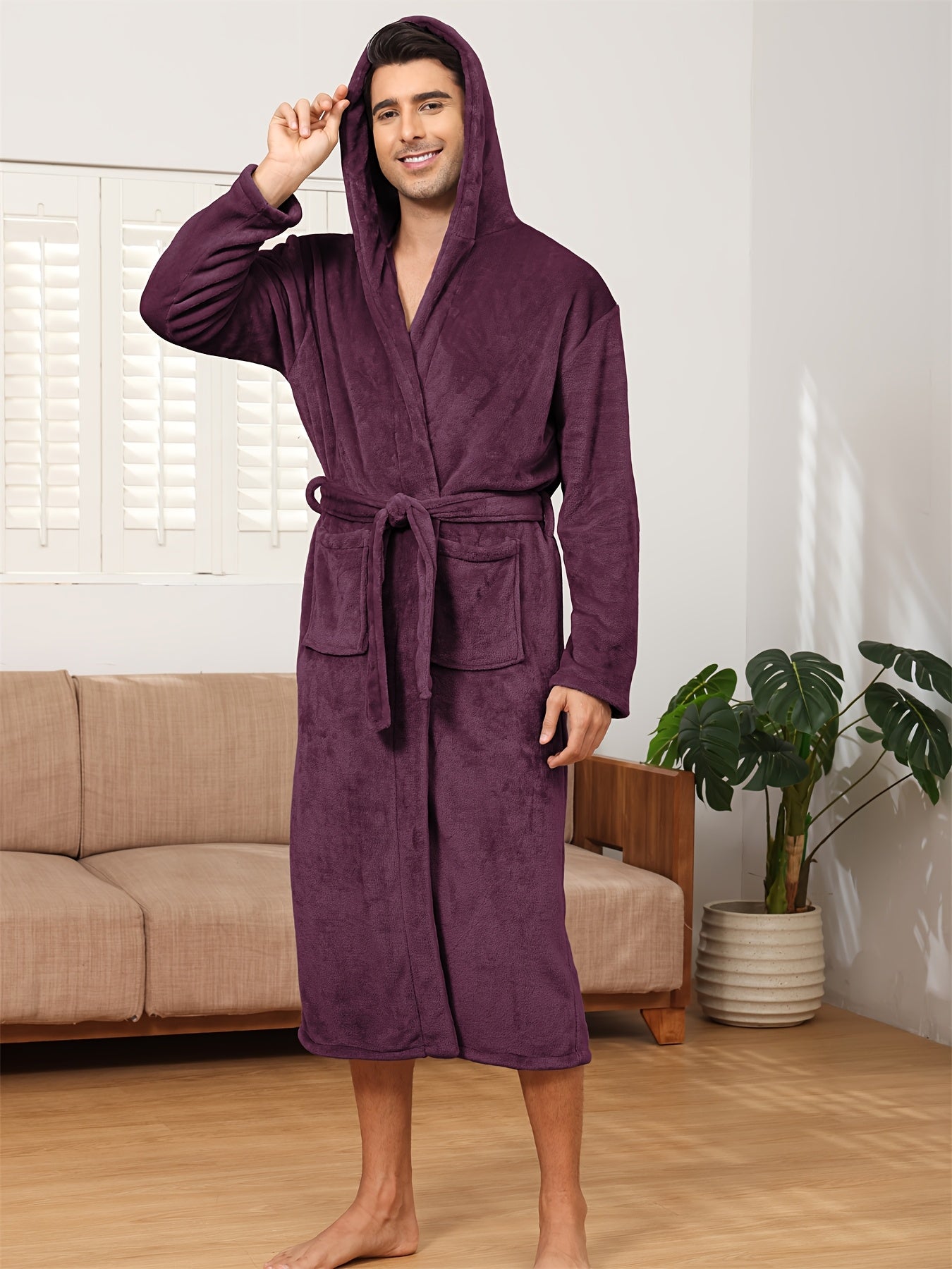 Robe de chambre capuche homme