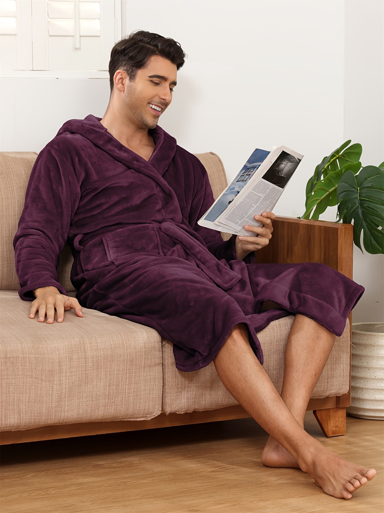 Robe de chambre capuche homme