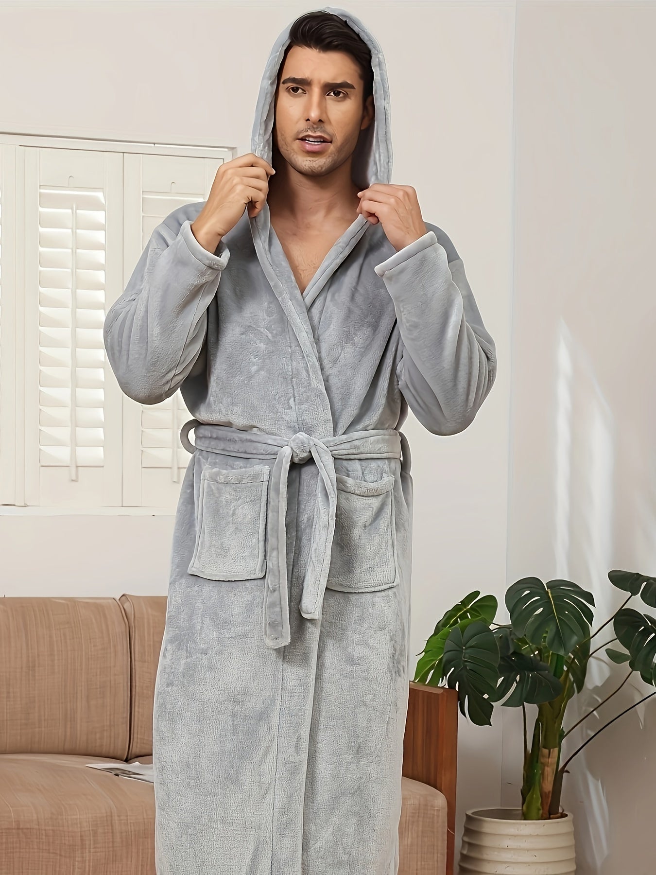 Robe de chambre capuche homme
