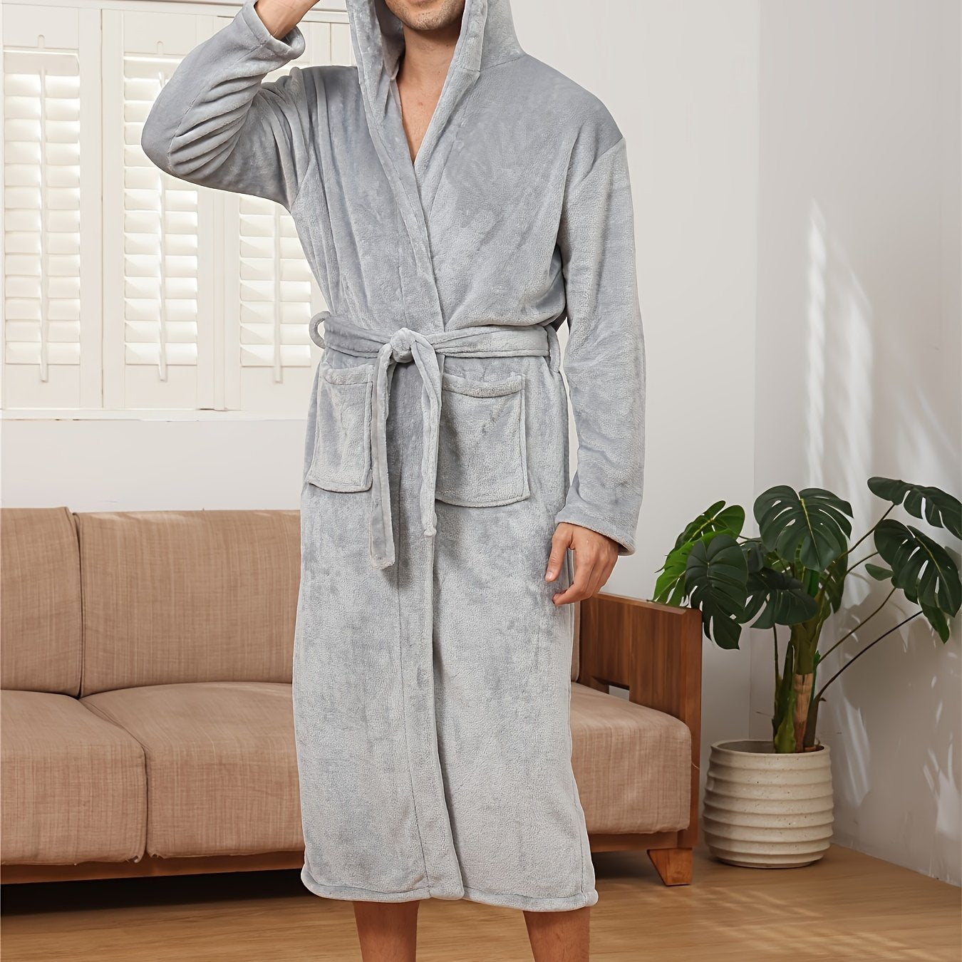 Robe de chambre capuche homme
