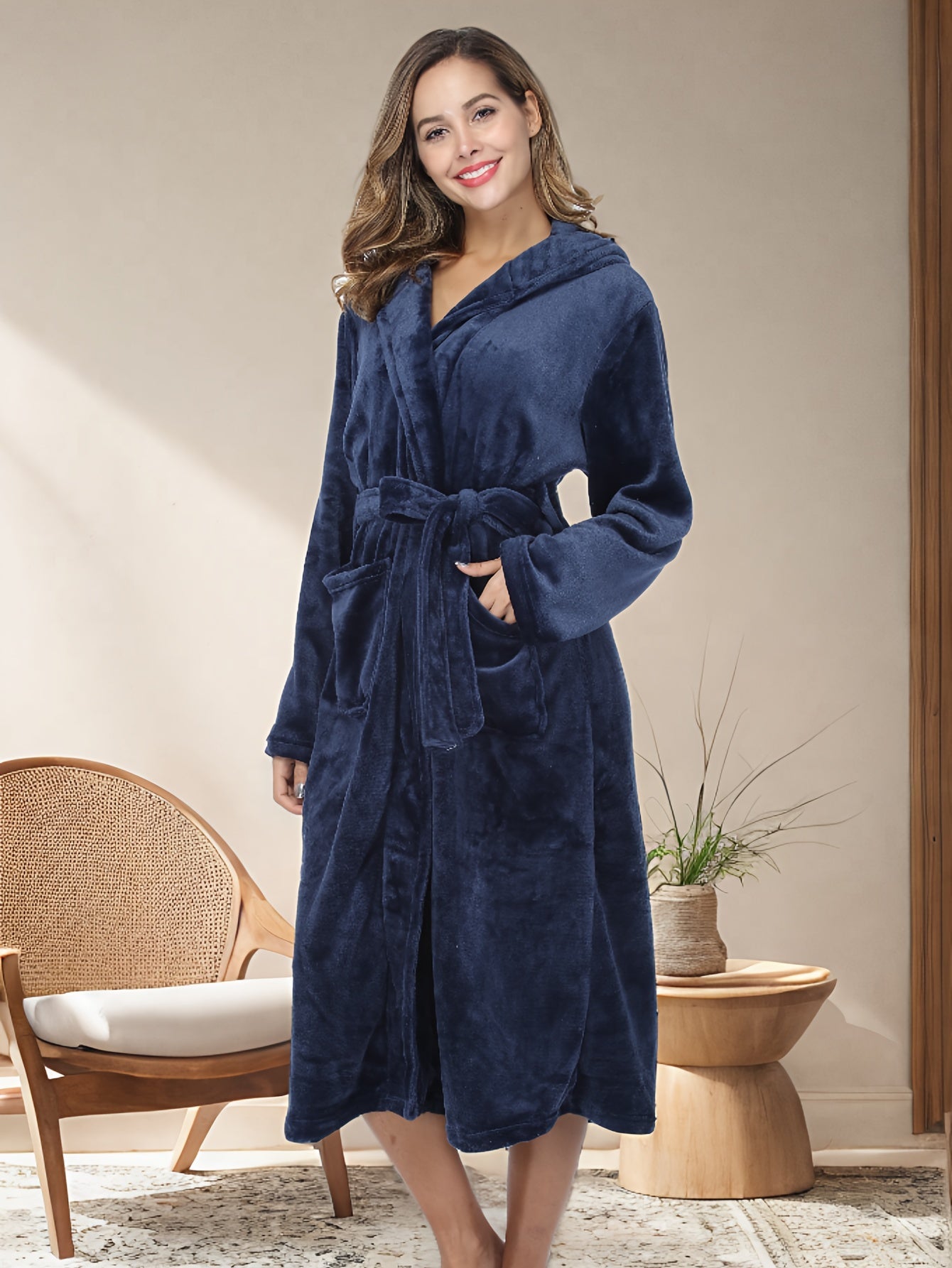 Robe de chambre femme avec capuche
