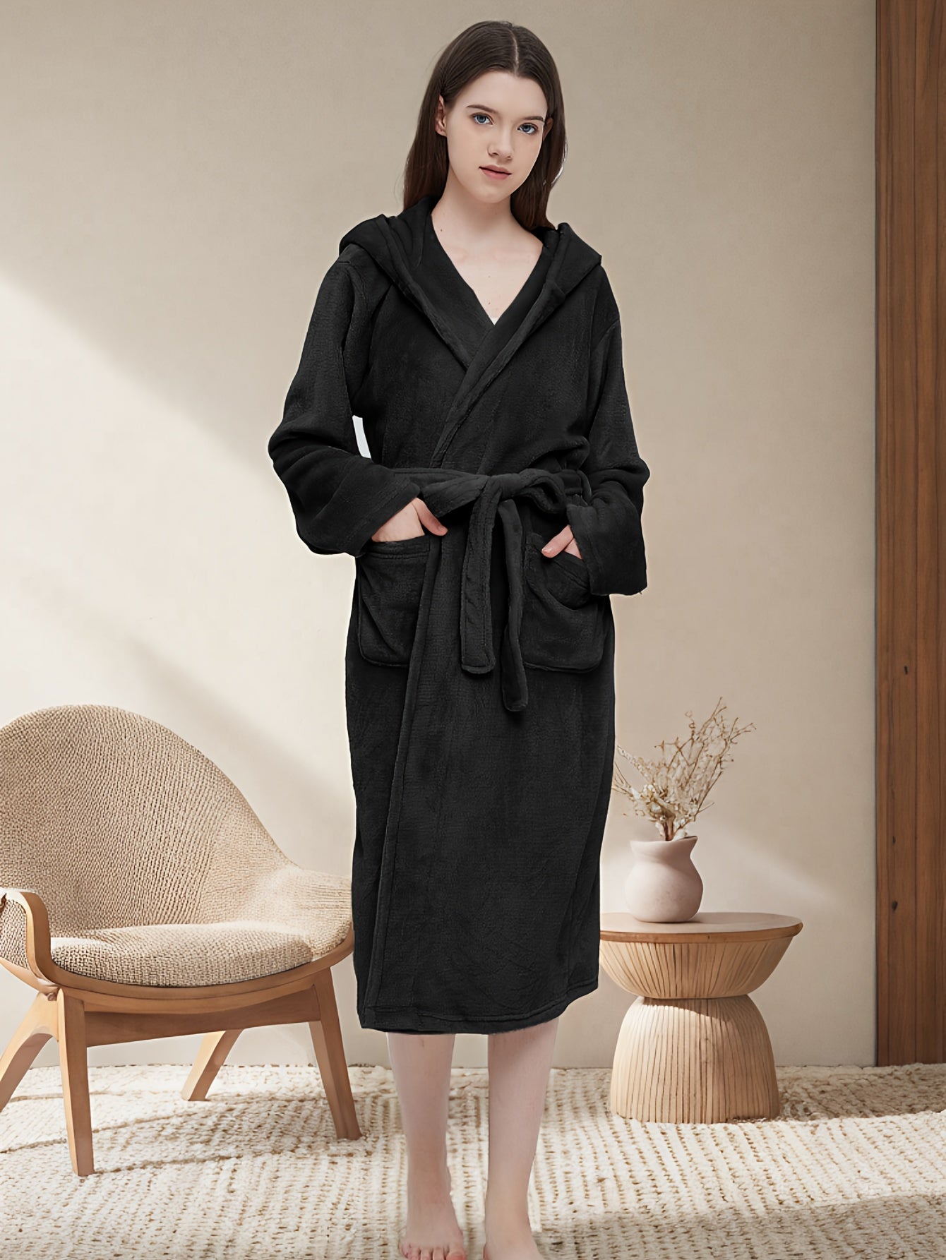 Robe de chambre femme avec capuche
