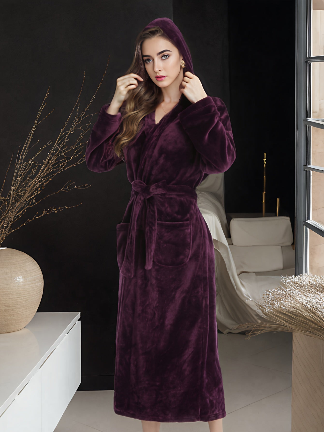 Robe de chambre femme avec capuche