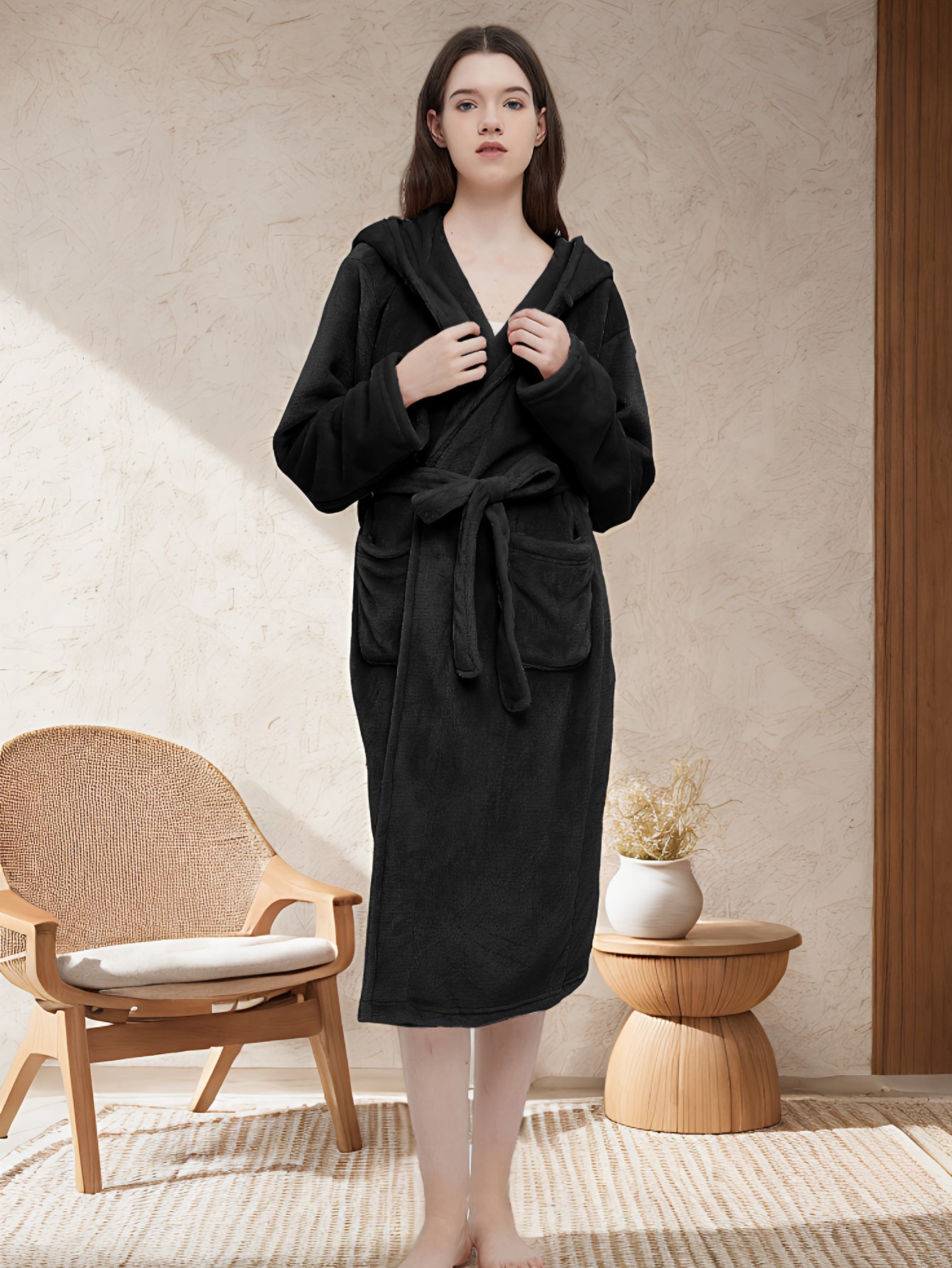 Robe de chambre femme avec capuche