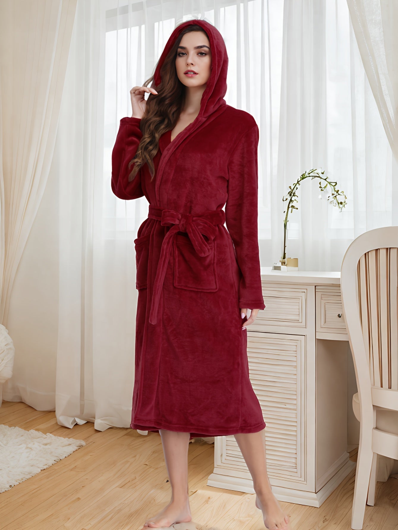 Robe de chambre femme avec capuche