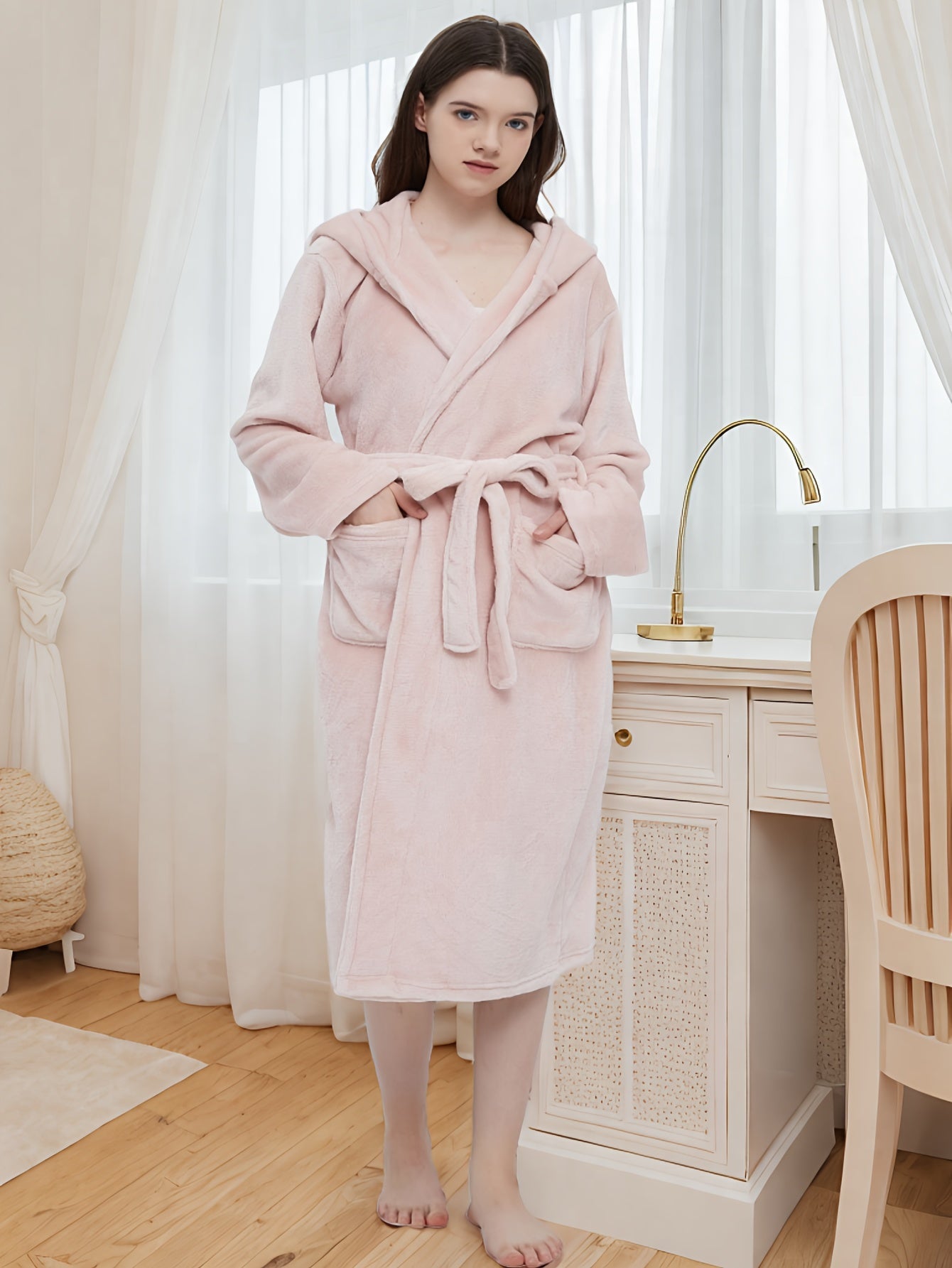 Robe de chambre femme avec capuche
