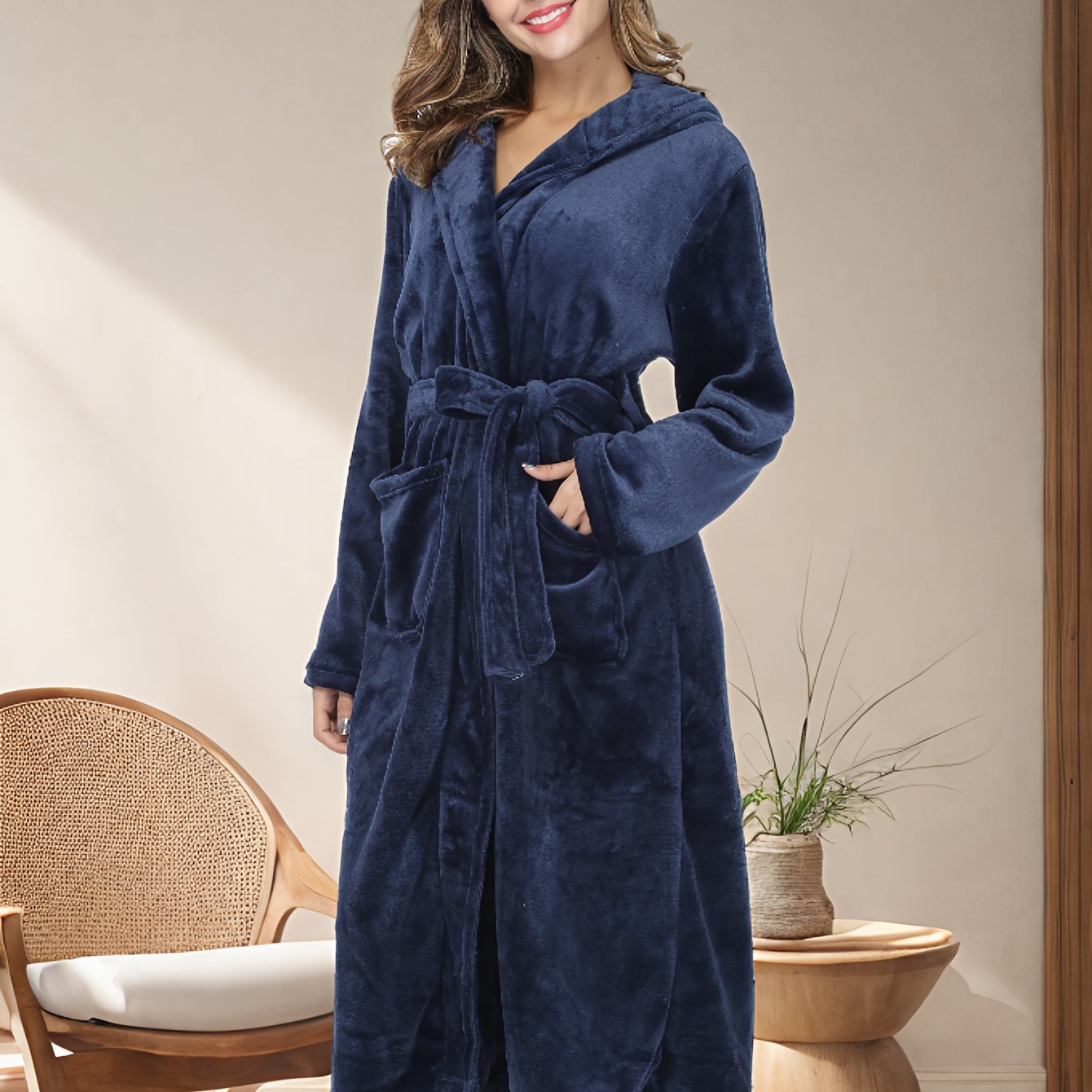 Robe de chambre femme avec capuche