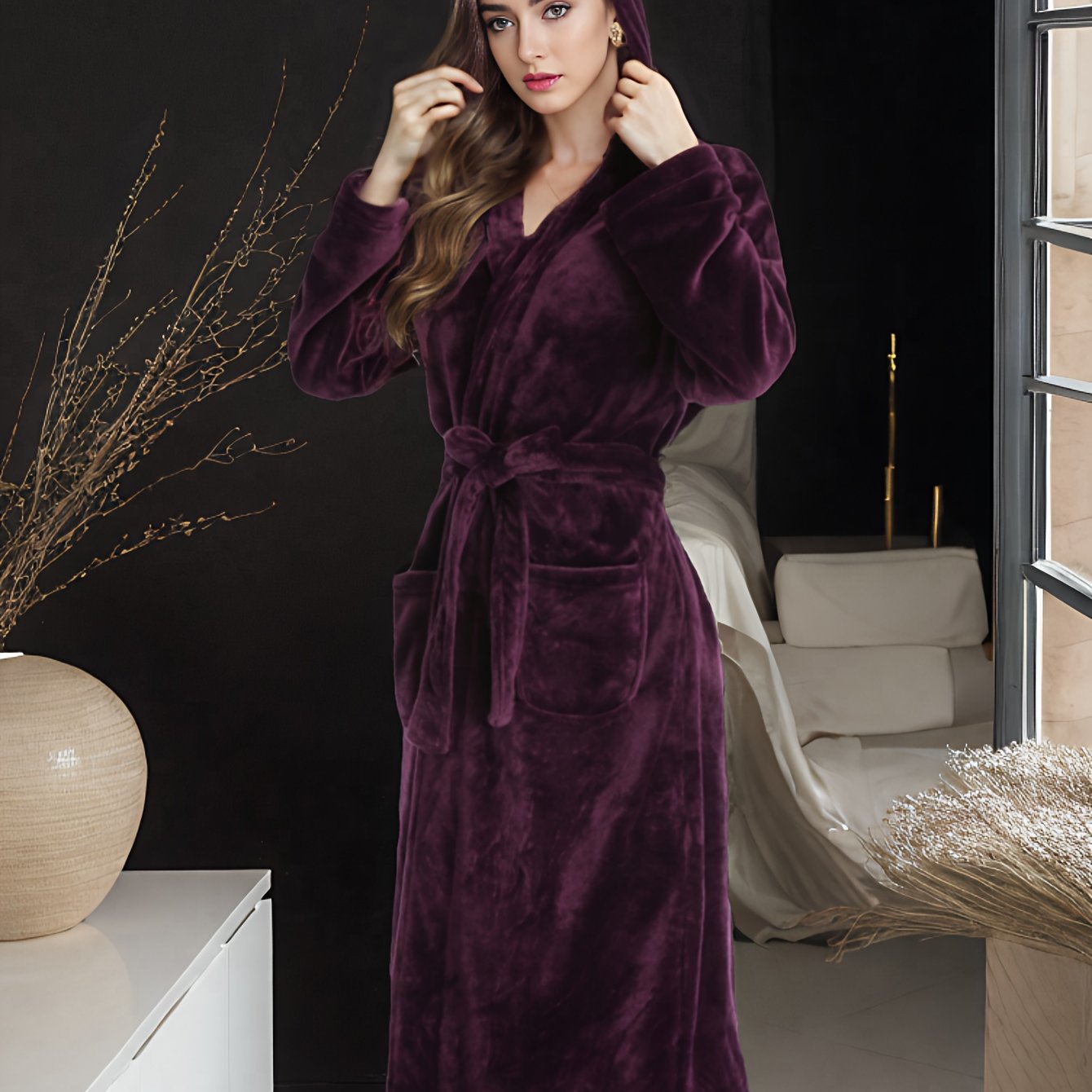 Robe de chambre femme avec capuche