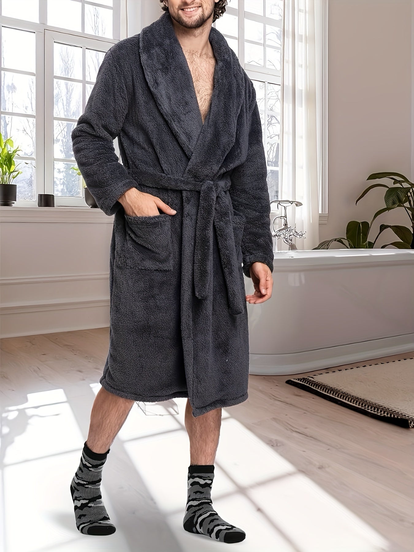 Robe de chambre homme chaude et longue