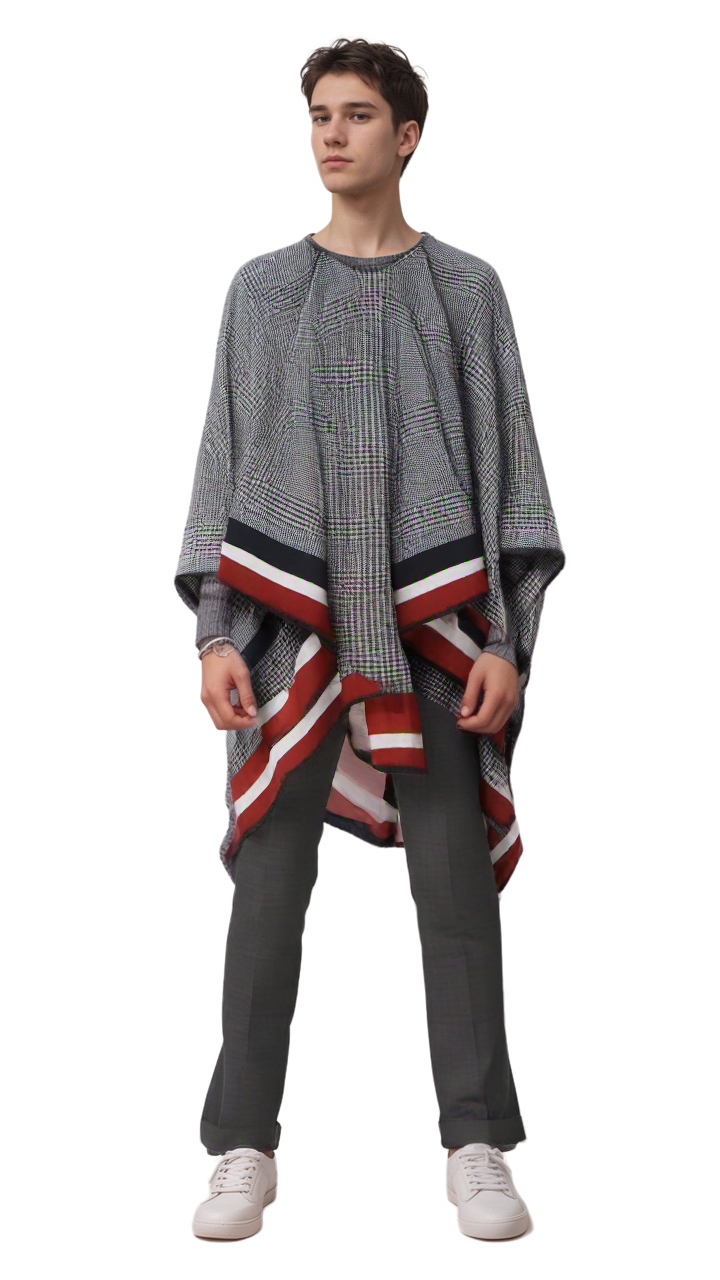 Plaid poncho polaire homme