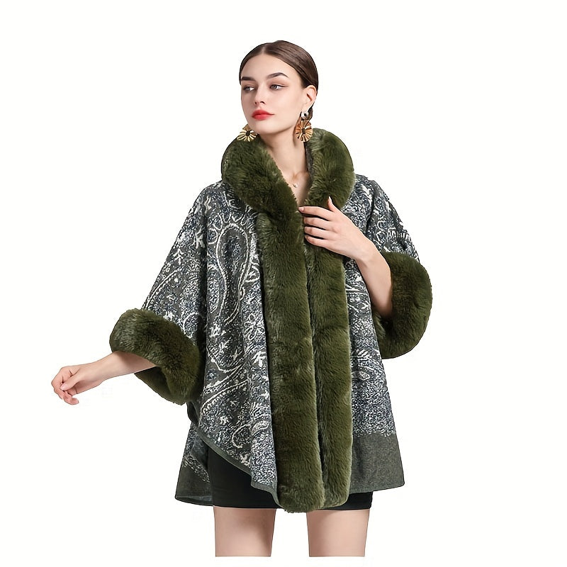 Poncho femme fausse fourrure