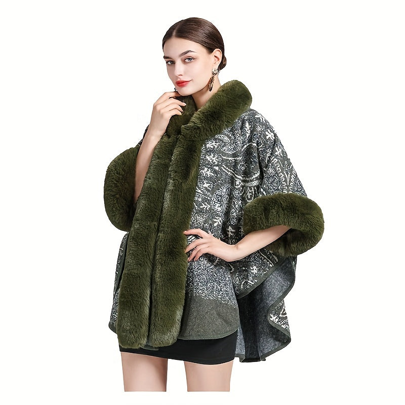 Poncho femme fausse fourrure