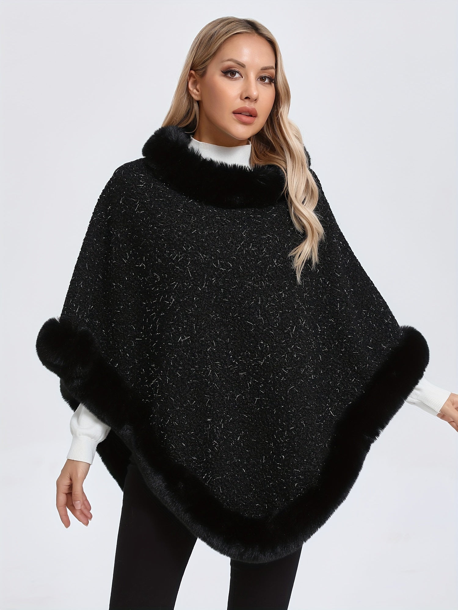 Poncho femme noir chic