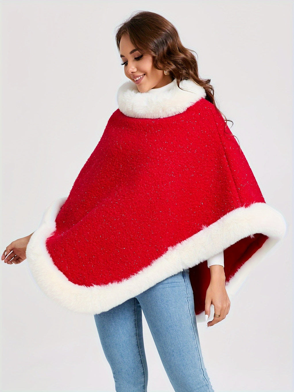 Poncho noël femme