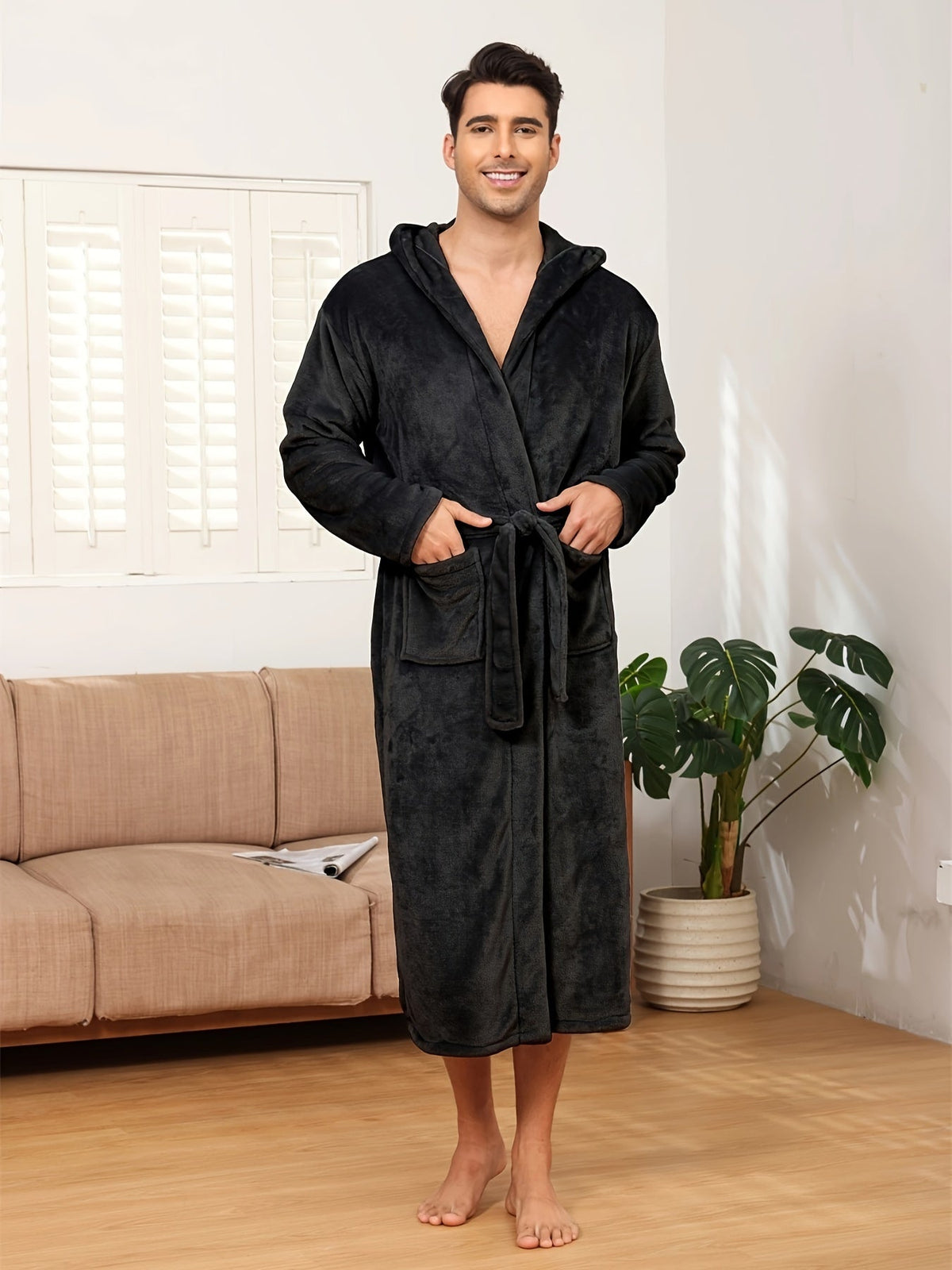 Robe de chambre a capuche homme