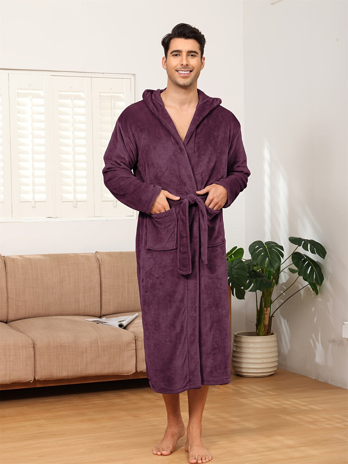 Robe de chambre a capuche homme