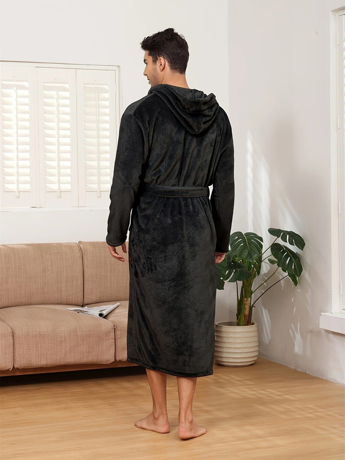 Robe de chambre a capuche homme