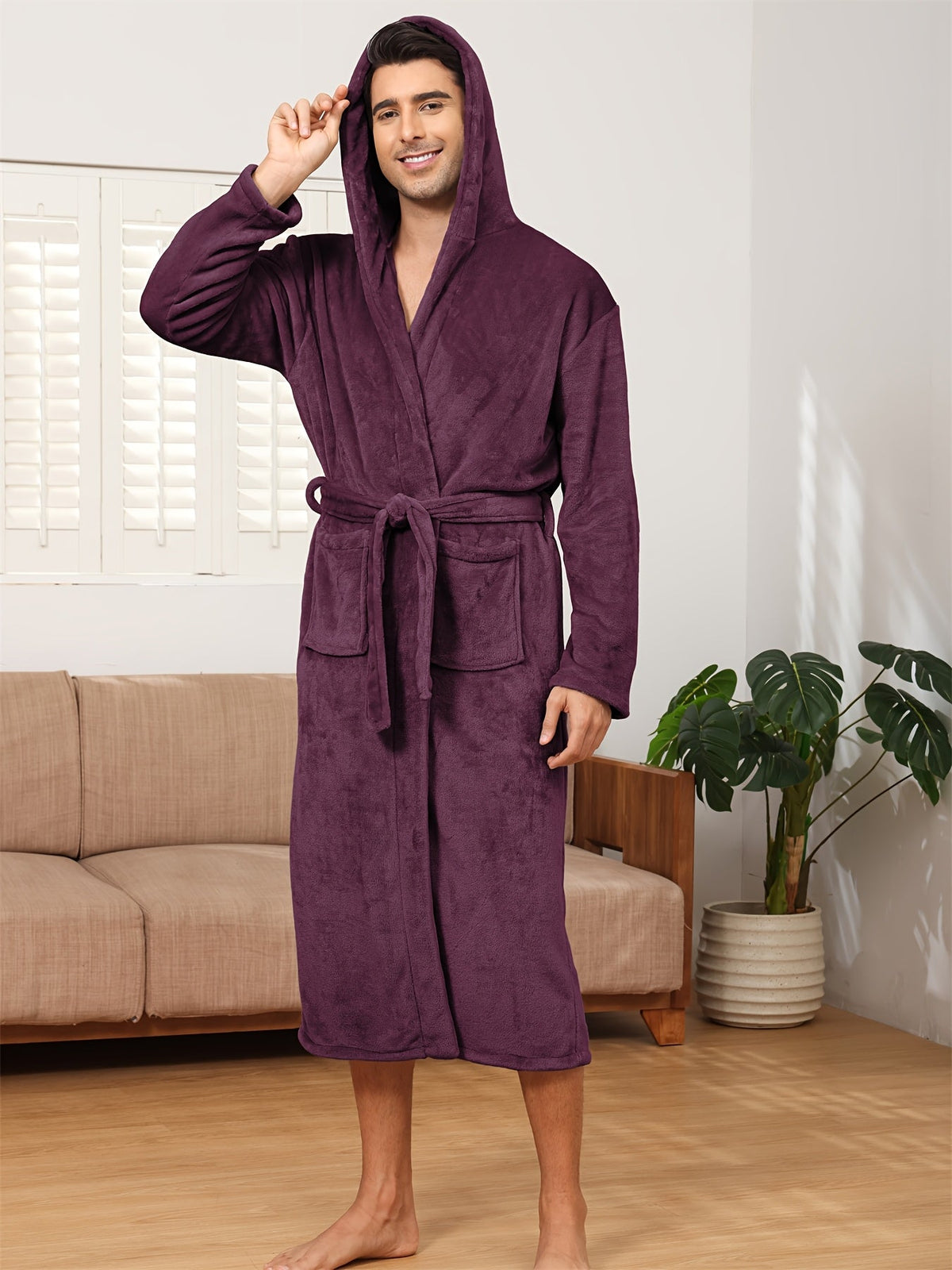 Robe de chambre a capuche homme