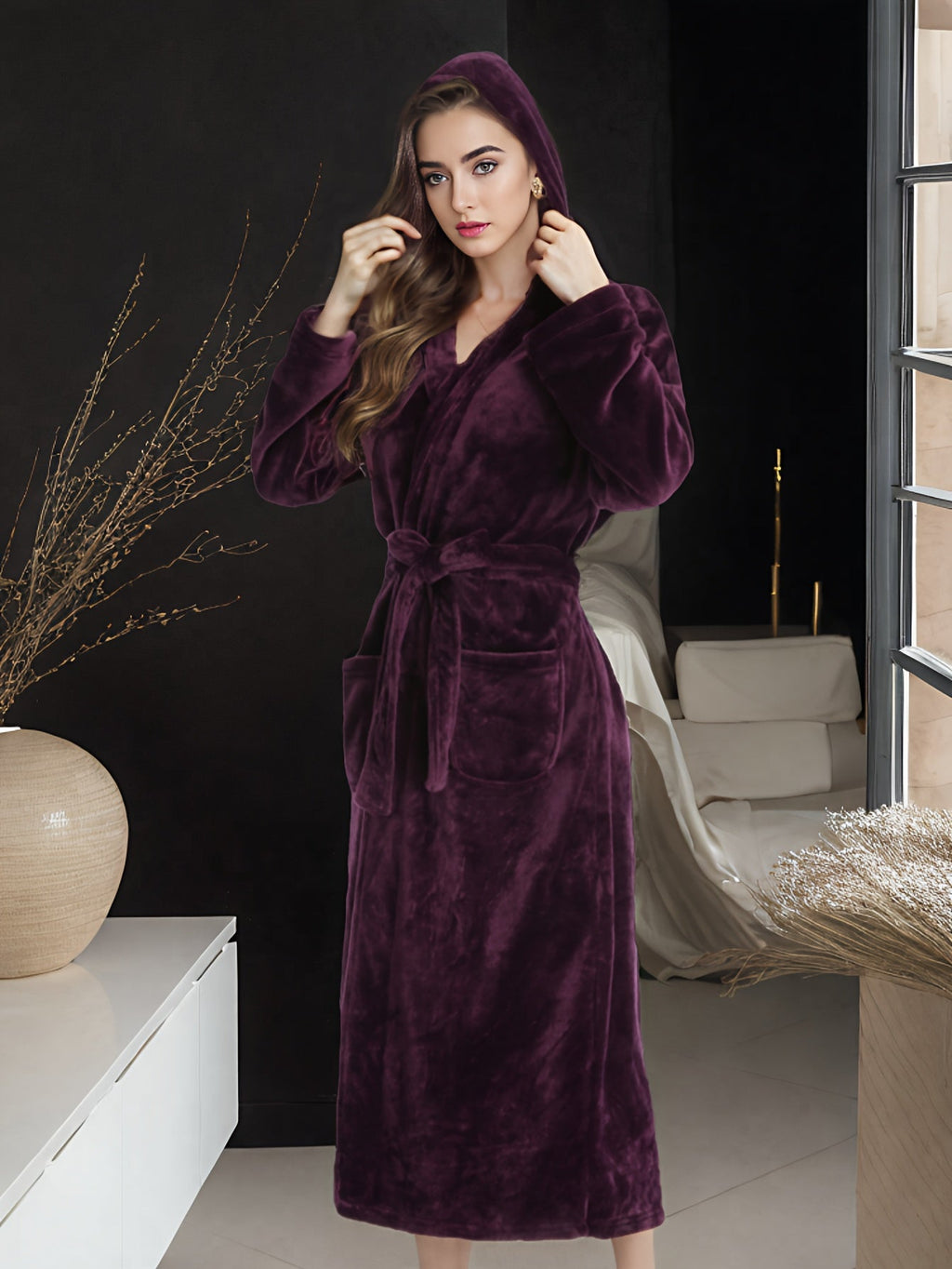Robe de chambre femme avec capuche