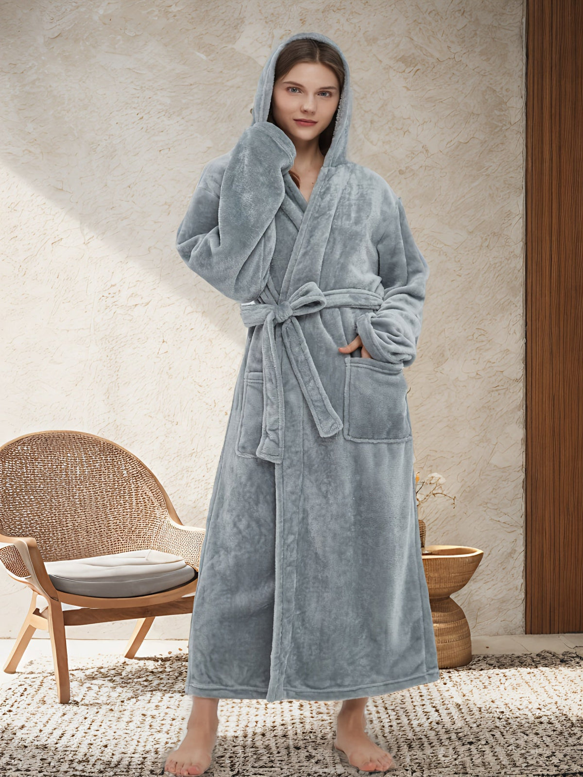 Robe de chambre femme avec capuche