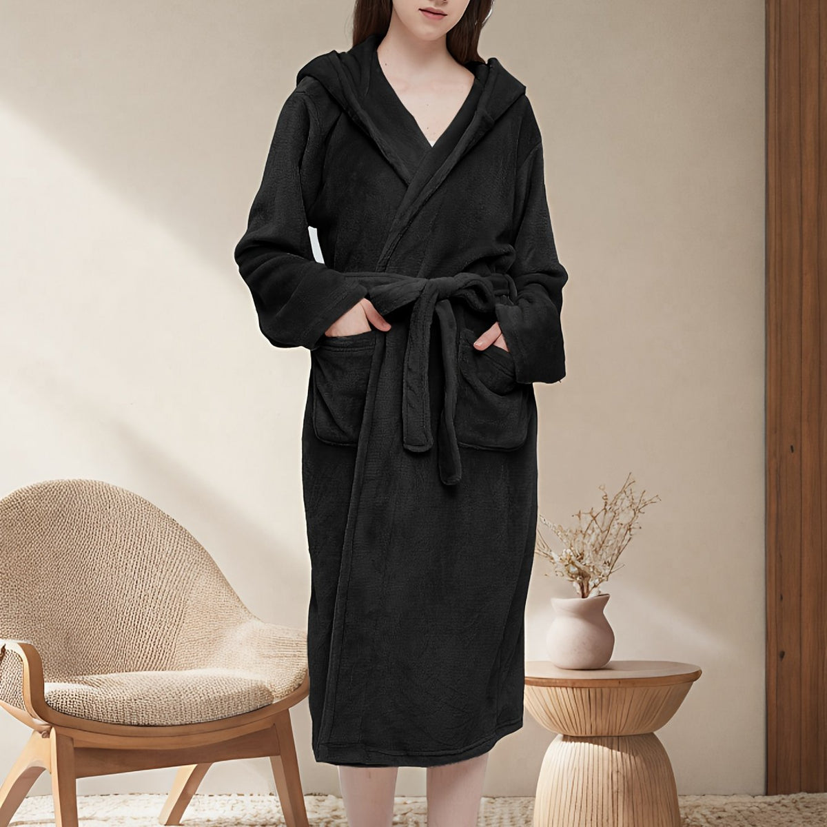 Robe de chambre femme avec capuche