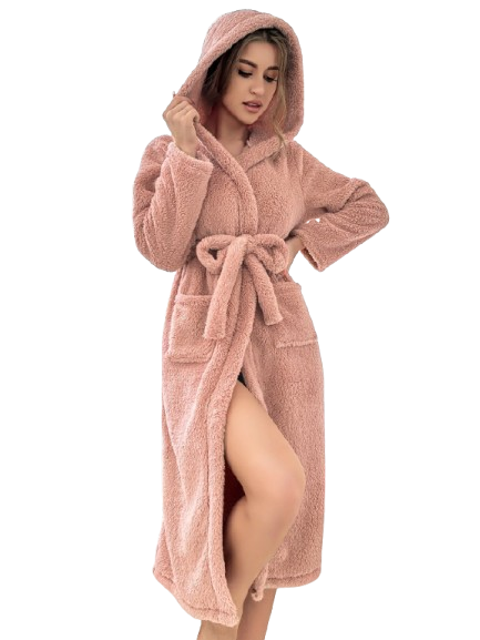 Robe de chambre polaire femme avec capuche